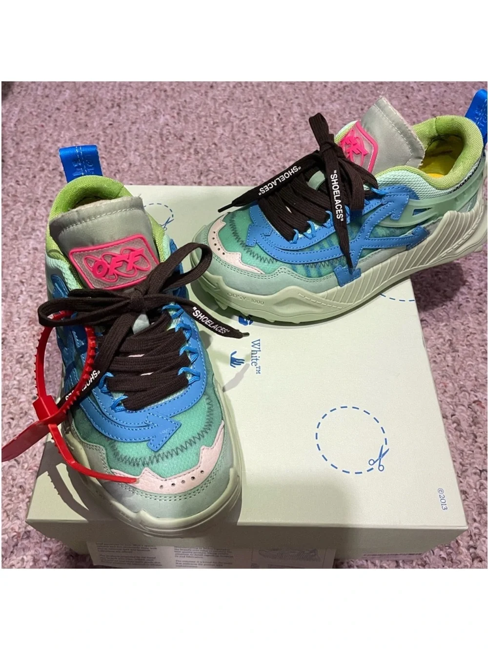 Off-White Multicolor Sneakers in Blue, Green & Pink